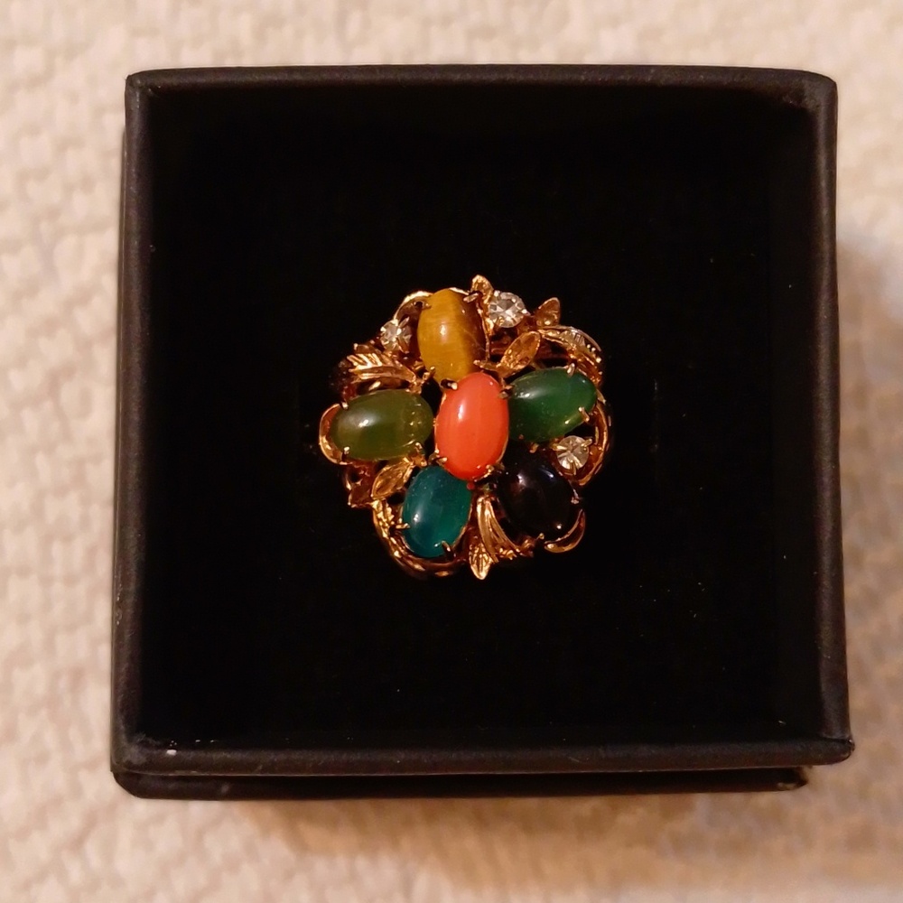 NIB Vintage Semi-Precious Gem Stone Gold Ring 7